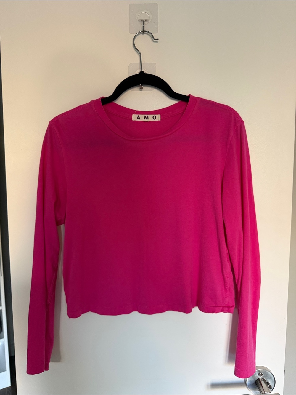 AMO Vibrant Pink Long-Sleeve Crewneck Top